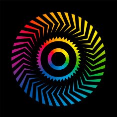 Circular Pattern Colorful Wheel Rainbow Black
