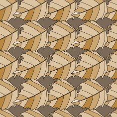 Seamless pattern beige leaf on brown background