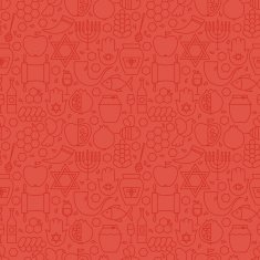 Thin Holiday Line Jewish New Year Red Seamless Pattern