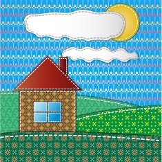 Colorful scrapbook with house
