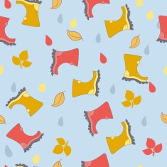 Seamless autumn background pattern with rubber boots