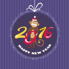 New year greeting card with monkey N3