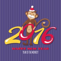 New year greeting card with monkey N4