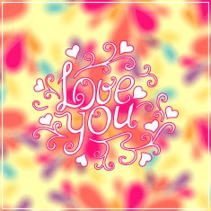 Love you lettering with floral ornament N2
