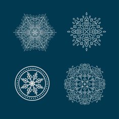 Set of round calligraphic patterns or snowflakes N2