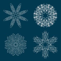 Set of round calligraphic patterns or snowflakes N3