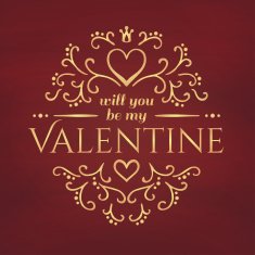 Calligraphic pattern with heart and Will you be my Valentine N4