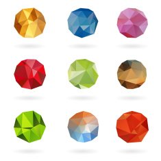 Set from triangle colored abstract in a circle frame N2