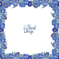 Blue floral border made with wildflowers N19