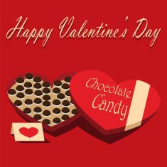 Valentine's Day box of chocolate candy and greeting card