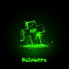 Halloween glowing neon grave