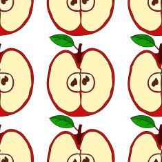 Vector seamless pattern with red apples N12
