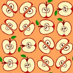 Vector seamless pattern with red apples N16