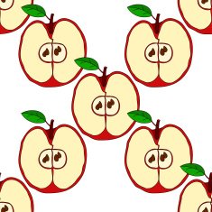 Vector seamless pattern with red apples N17