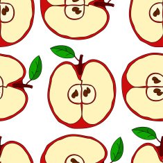 Vector seamless pattern with red apples N19