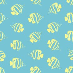 Seamless background made of exotic fish in linear style N3