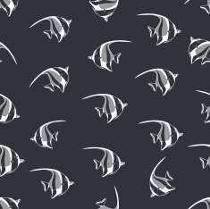Seamless background made of exotic fish in linear style N4