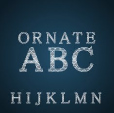 Ornate Alphabet in white color N2