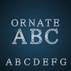 Ornate Alphabet in white color N3