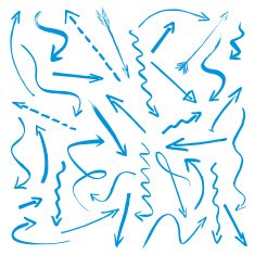Collection of blue vector arrows