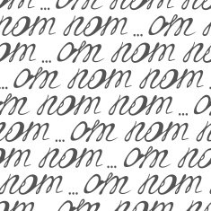 Seamless pattern with hand lettering signs om nom