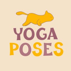 'Yoga poses' text with cute cat