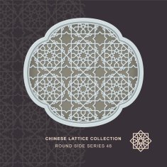 Chinese window tracery round side frame 48 star geometry
