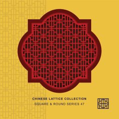 Chinese window tracery square round frame 47 rectangle line