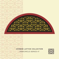 Chinese window tracery semicircle frame 47 rectangle line