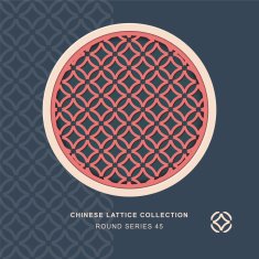 Chinese window tracery round frame 45 cross