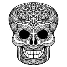 Decorative skull black doodle icon N2