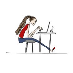 Programmer woman at work sketch for your design N6