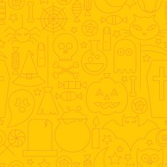 Thin Line Holiday Halloween Orange Seamless Pattern