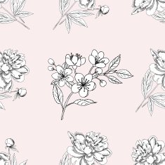 Seamless pattern with peony N3