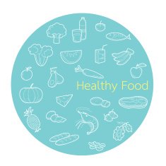 Useful food linear icons set in circle frame