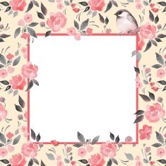 Watercolor floral background a cut bird Template 1