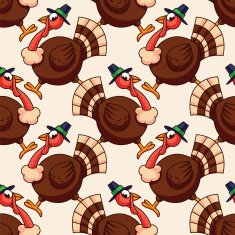 Thankskiving Cartoon Turkey Seamless Pattern