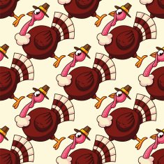 Thankskiving Cartoon Turkey Seamless Pattern N2