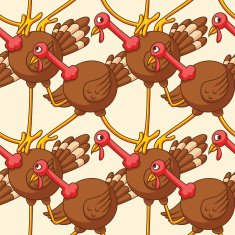 Thankskiving Cartoon Turkey Seamless Pattern N3