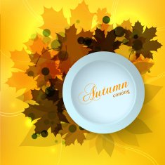 Stylish Autumn seasonal card design with bokeh effect maple leaves