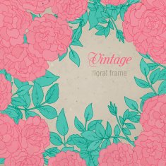 Elegant floral template with colorful hand drawn bush roses and N2