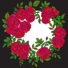 Elegant floral template with colorful hand drawn bush roses and N3