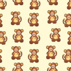 Seamless Background with baby dressed like monkey N3