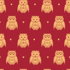 Vector seamless pattern with gold owls