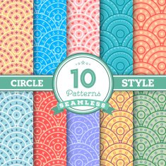 Set of 10 Different Circle Style Seamless Patterns N2