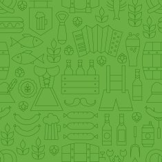 Thin Line Oktoberfest Holiday Seamless Green Pattern