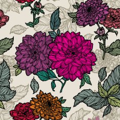 Seamless pattern with flowers dahlias N6