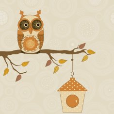 Cute stylized owl on branch