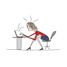 Programmer woman at work sketch for your design N7