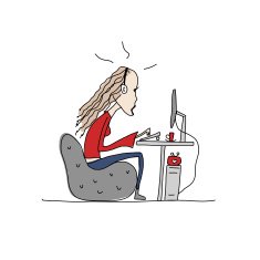 Programmer woman at work sketch for your design N10